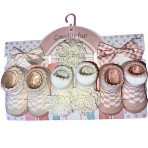 Danbar Somewhere Over Rainbows Baby Girl Bootie Shoes Headbands 6pc Set Newborn